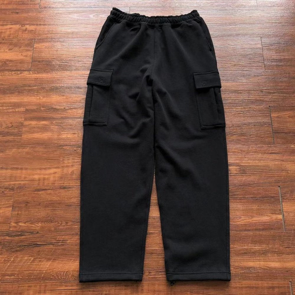 BEAMS Pure Black Pocket Cotton Sweatpants